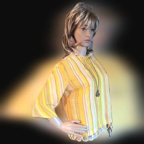 MODE O DAY Y2K WOMEN'S SIZE MEDIUM STRIPED VINTAGE AVANT GARDE TOP - Picture 1 of 7